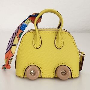 UNBRANDED NWOT Yellow Bag on Wheels Bag Charm w/Mini Twilly *Ear Buds Case